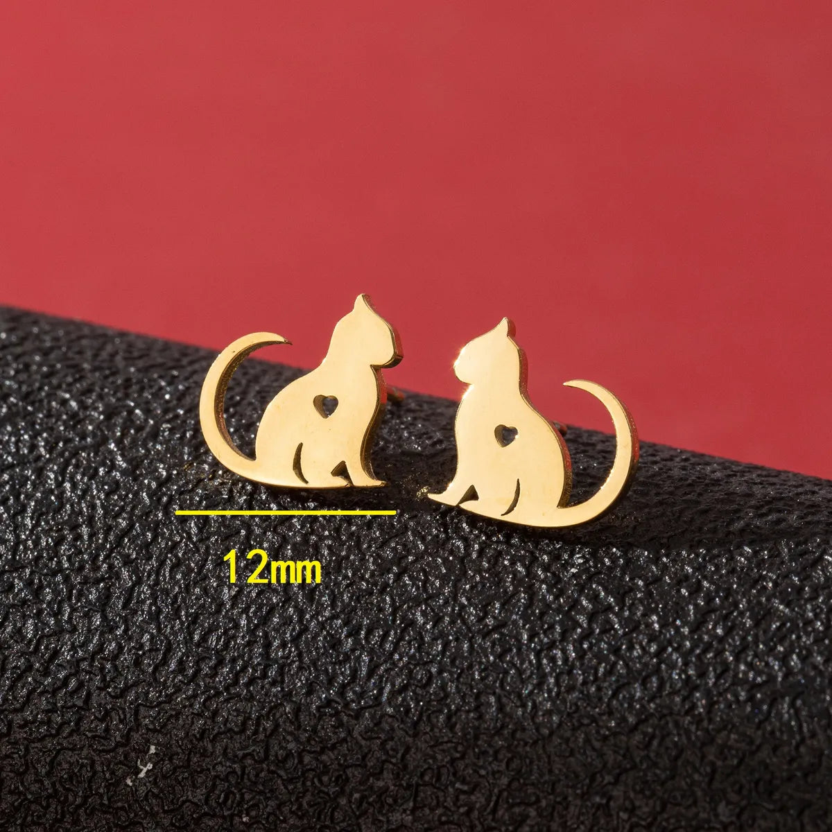 1 Pair Cute Simple Style Dog Cat Irregular Polishing Plating 304 Stainless Steel 18K Gold Plated Ear Studs