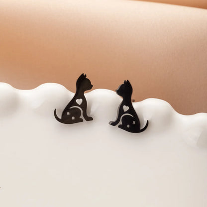 1 Pair Cute Simple Style Dog Cat Irregular Polishing Plating 304 Stainless Steel 18K Gold Plated Ear Studs