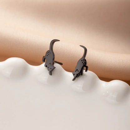 1 Pair Cute Simple Style Dog Cat Irregular Polishing Plating 304 Stainless Steel 18K Gold Plated Ear Studs