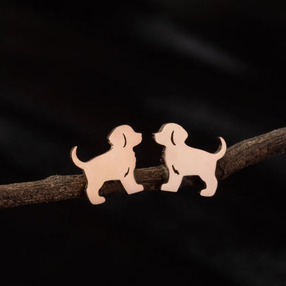 1 Pair Cute Simple Style Dog Cat Irregular Polishing Plating 304 Stainless Steel 18K Gold Plated Ear Studs