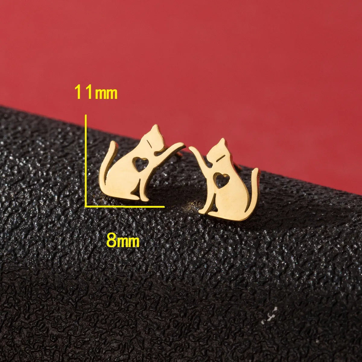 1 Pair Cute Simple Style Dog Cat Irregular Polishing Plating 304 Stainless Steel 18K Gold Plated Ear Studs