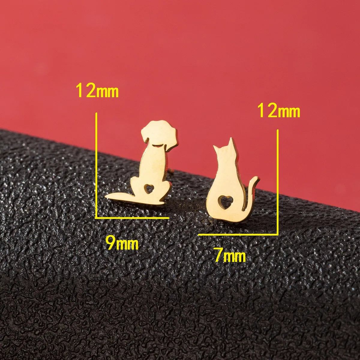 1 Pair Cute Simple Style Dog Cat Irregular Polishing Plating 304 Stainless Steel 18K Gold Plated Ear Studs