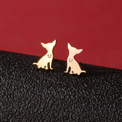 1 Pair Cute Simple Style Dog Polishing 304 Stainless Steel 18K Gold Plated Ear Studs