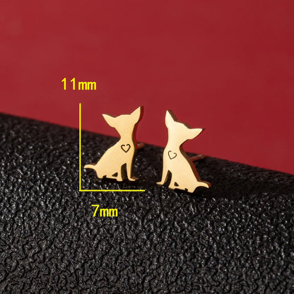 1 Pair Cute Simple Style Dog Polishing 304 Stainless Steel 18K Gold Plated Ear Studs