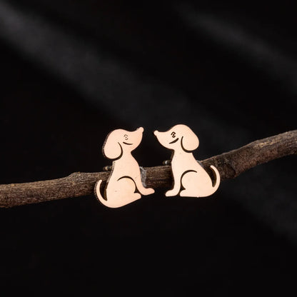 1 Pair Cute Simple Style Dog Polishing 304 Stainless Steel 18K Gold Plated Ear Studs