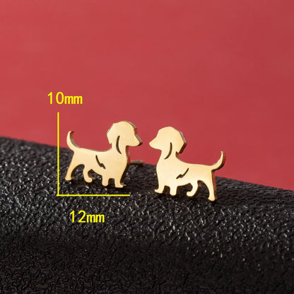 1 Pair Cute Simple Style Dog Polishing 304 Stainless Steel 18K Gold Plated Ear Studs