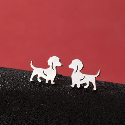 1 Pair Cute Simple Style Dog Polishing 304 Stainless Steel 18K Gold Plated Ear Studs