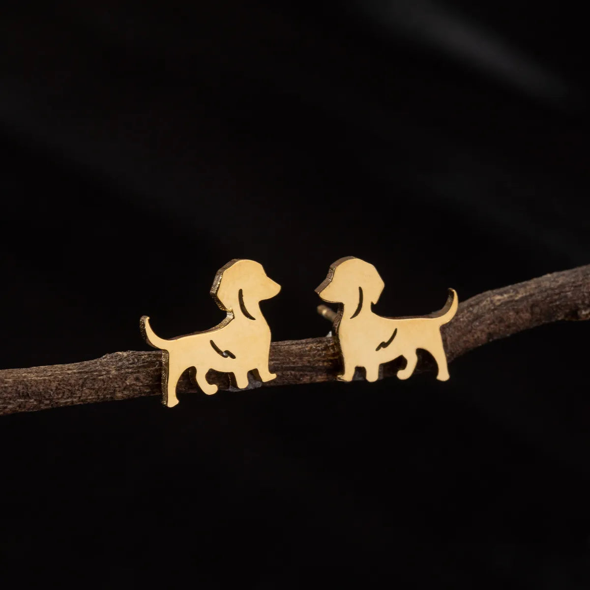 1 Pair Cute Simple Style Dog Polishing 304 Stainless Steel 18K Gold Plated Ear Studs