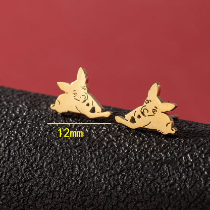 1 Pair Cute Simple Style Dog Polishing 304 Stainless Steel 18K Gold Plated Ear Studs