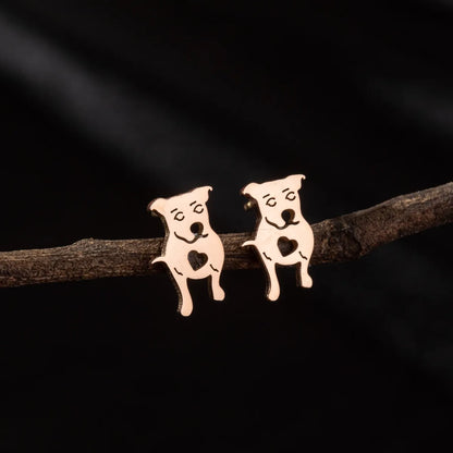 1 Pair Cute Simple Style Dog Polishing 304 Stainless Steel 18K Gold Plated Ear Studs