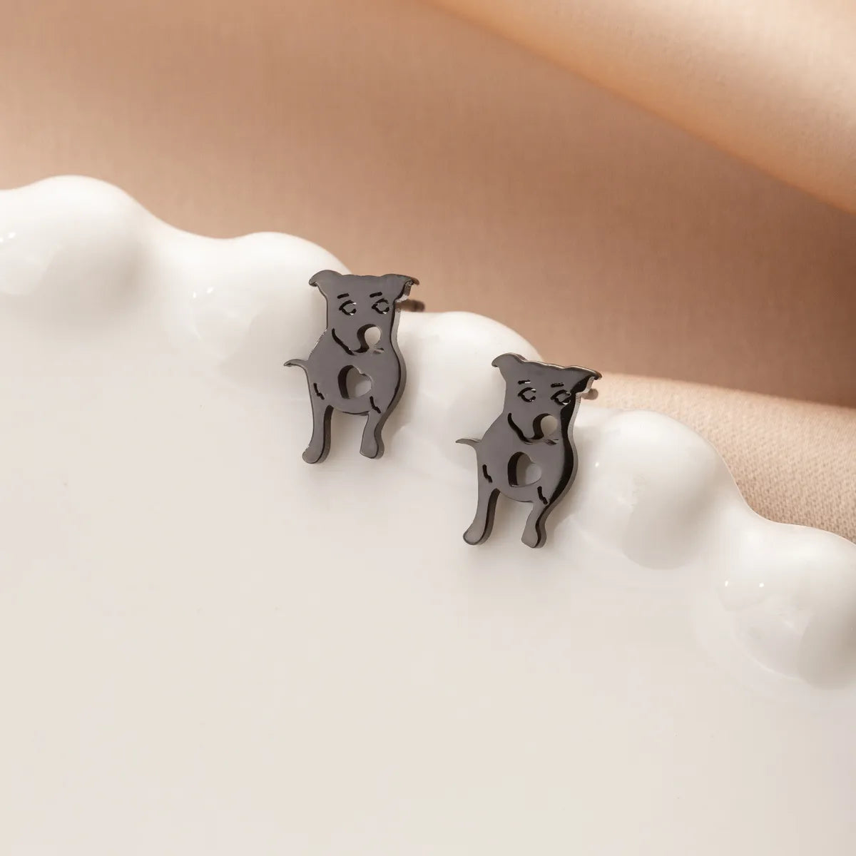 1 Pair Cute Simple Style Dog Polishing 304 Stainless Steel 18K Gold Plated Ear Studs