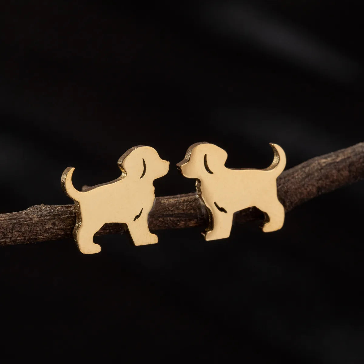 1 Pair Cute Simple Style Dog Polishing 304 Stainless Steel 18K Gold Plated Ear Studs