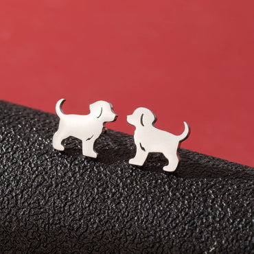 1 Pair Cute Simple Style Dog Polishing 304 Stainless Steel 18K Gold Plated Ear Studs