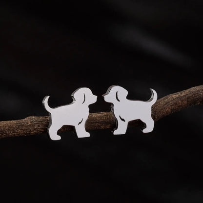 1 Pair Cute Simple Style Dog Polishing 304 Stainless Steel 18K Gold Plated Ear Studs