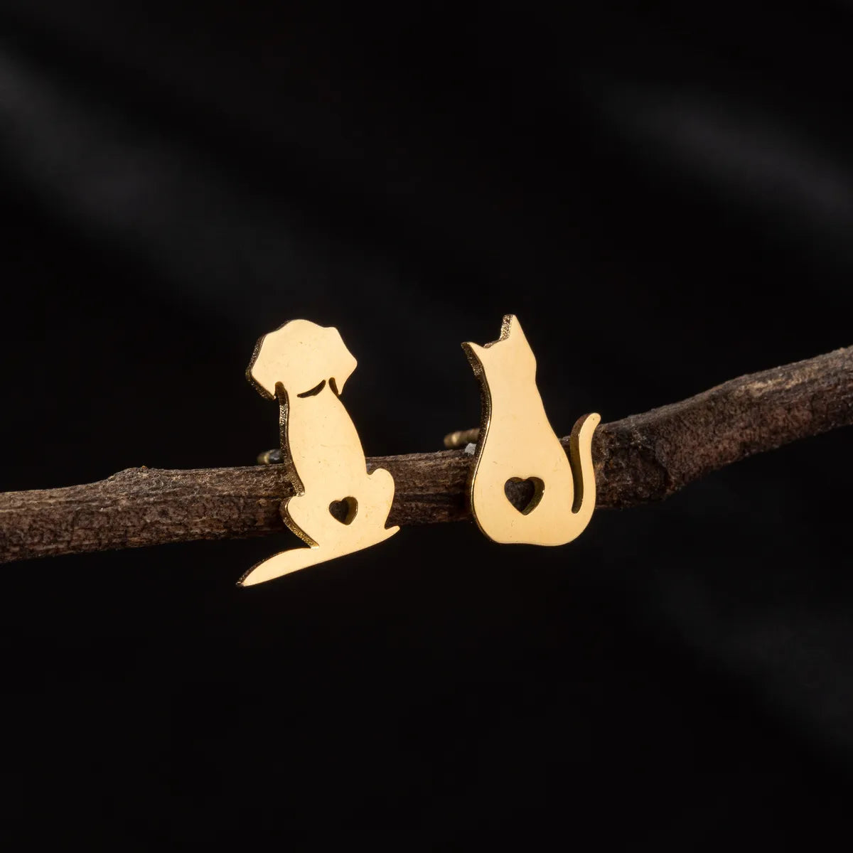 1 Pair Cute Simple Style Dog Polishing 304 Stainless Steel 18K Gold Plated Ear Studs