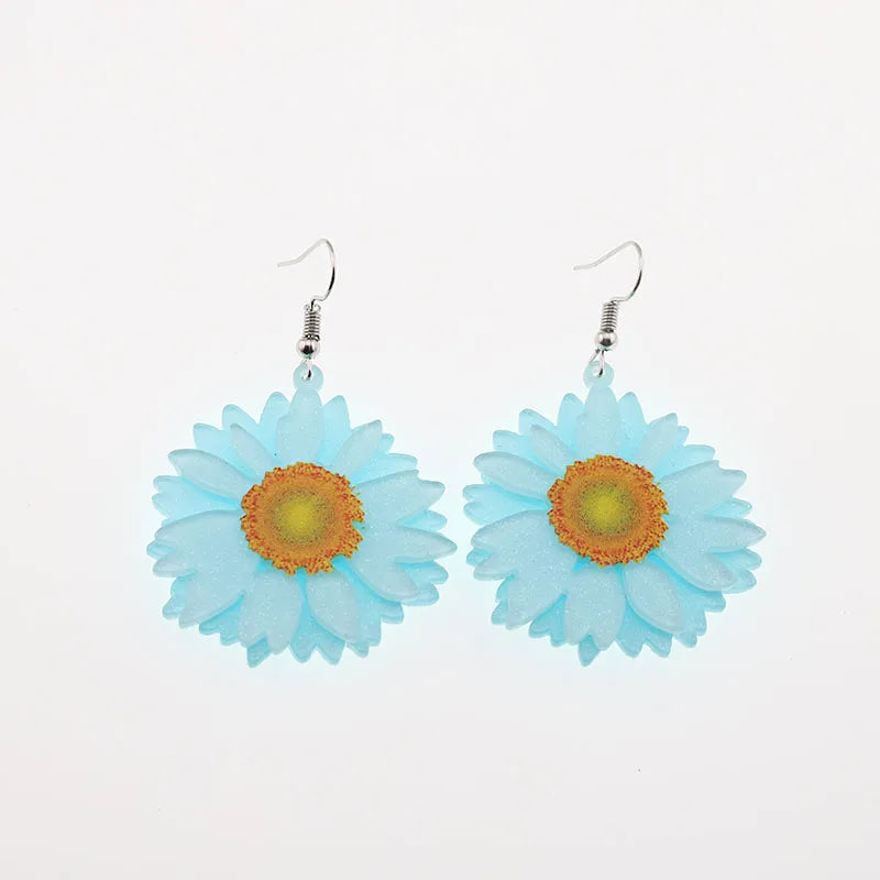 1 Pair Cute Simple Style Flower Arylic Alloy Drop Earrings