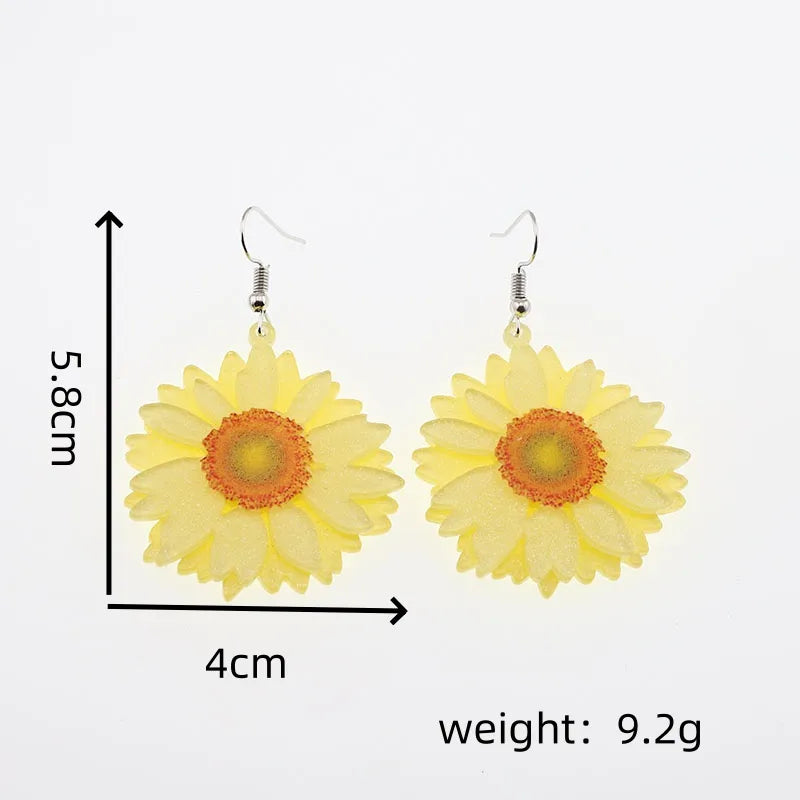 1 Pair Cute Simple Style Flower Arylic Alloy Drop Earrings