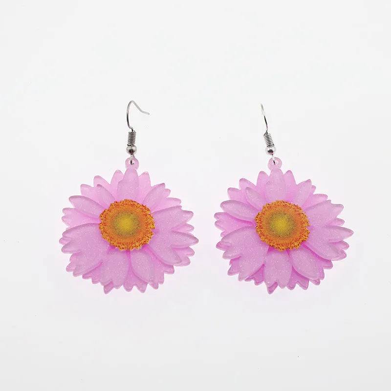 1 Pair Cute Simple Style Flower Arylic Alloy Drop Earrings