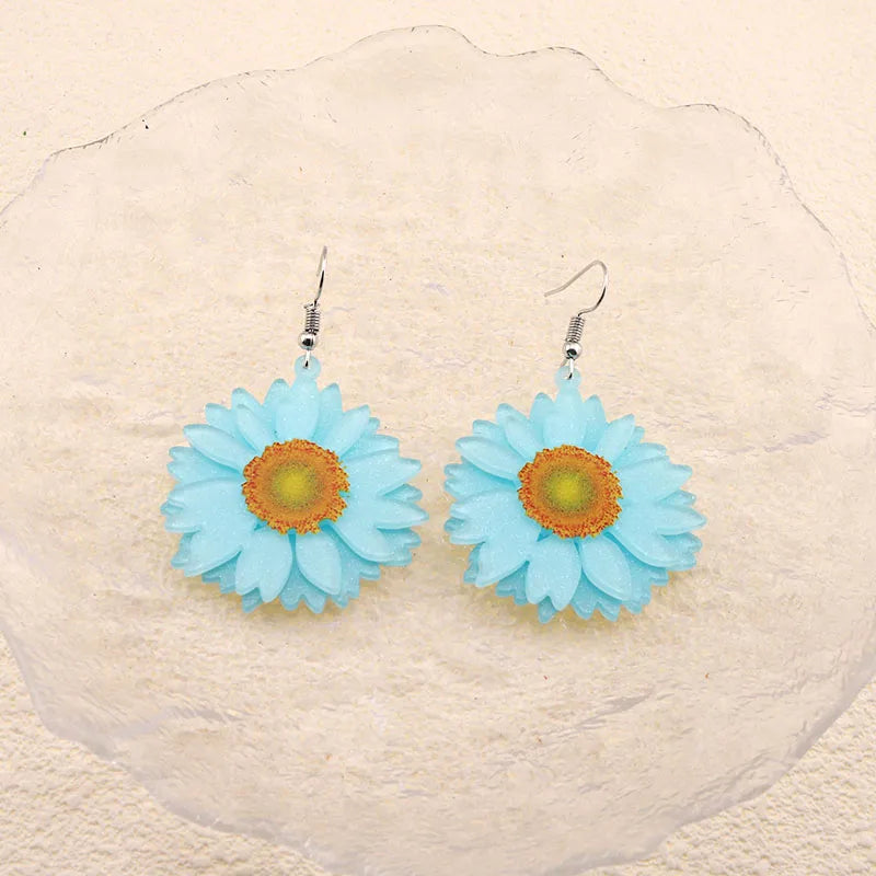 1 Pair Cute Simple Style Flower Arylic Alloy Drop Earrings