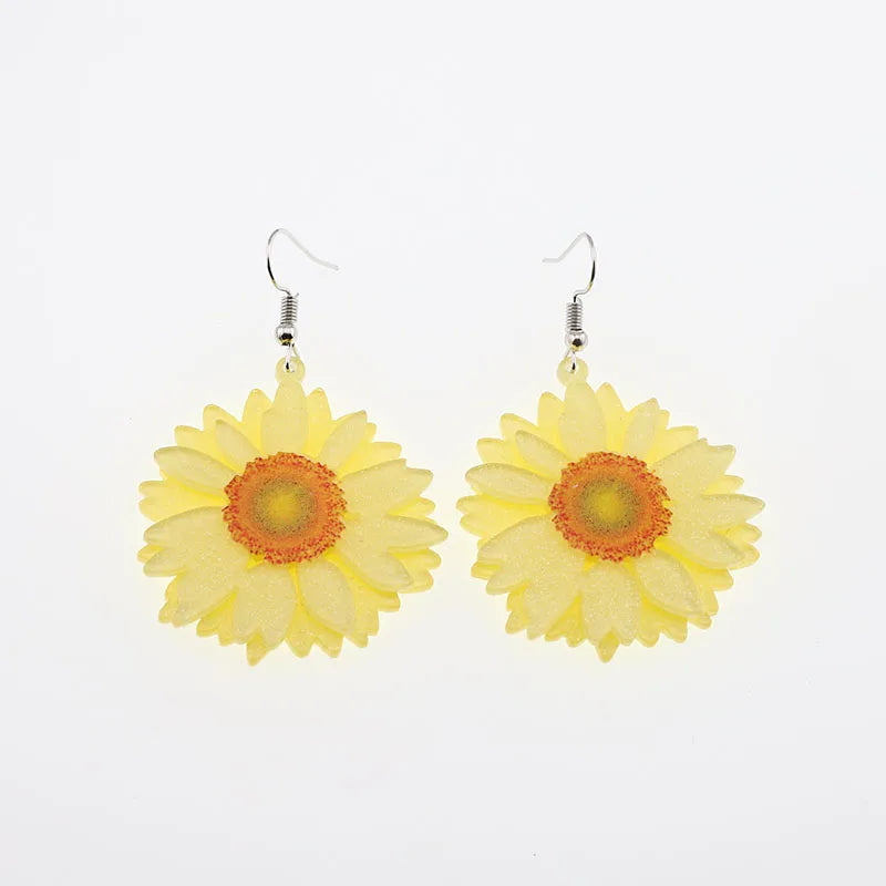 1 Pair Cute Simple Style Flower Arylic Alloy Drop Earrings