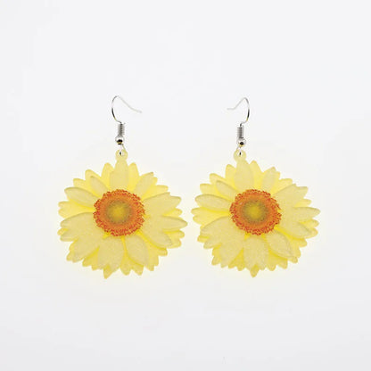 1 Pair Cute Simple Style Flower Arylic Alloy Drop Earrings