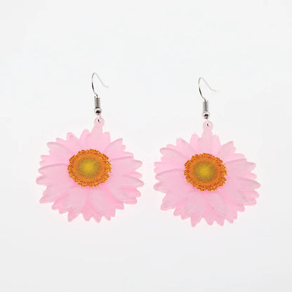 1 Pair Cute Simple Style Flower Arylic Alloy Drop Earrings