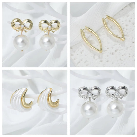 1 Pair Cute Simple Style Geometric Bow Knot Alloy Ear Studs