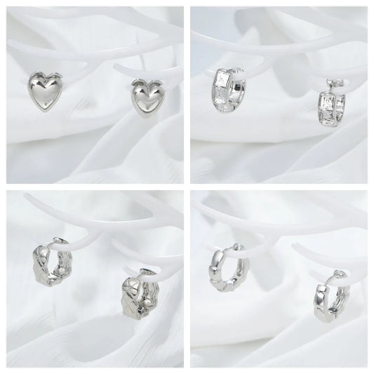 1 Pair Cute Simple Style Geometric Heart Shape Alloy Earrings