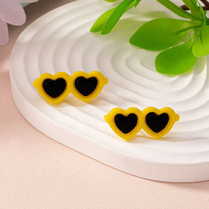 1 Pair Cute Simple Style Glasses Arylic Ear Studs