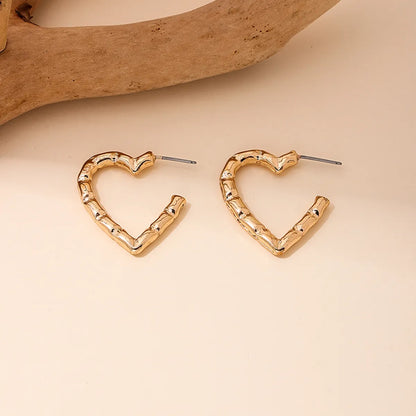 1 Pair Cute Simple Style Heart Shape Alloy Zinc Earrings