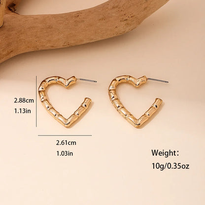 1 Pair Cute Simple Style Heart Shape Alloy Zinc Earrings