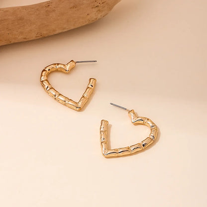 1 Pair Cute Simple Style Heart Shape Alloy Zinc Earrings