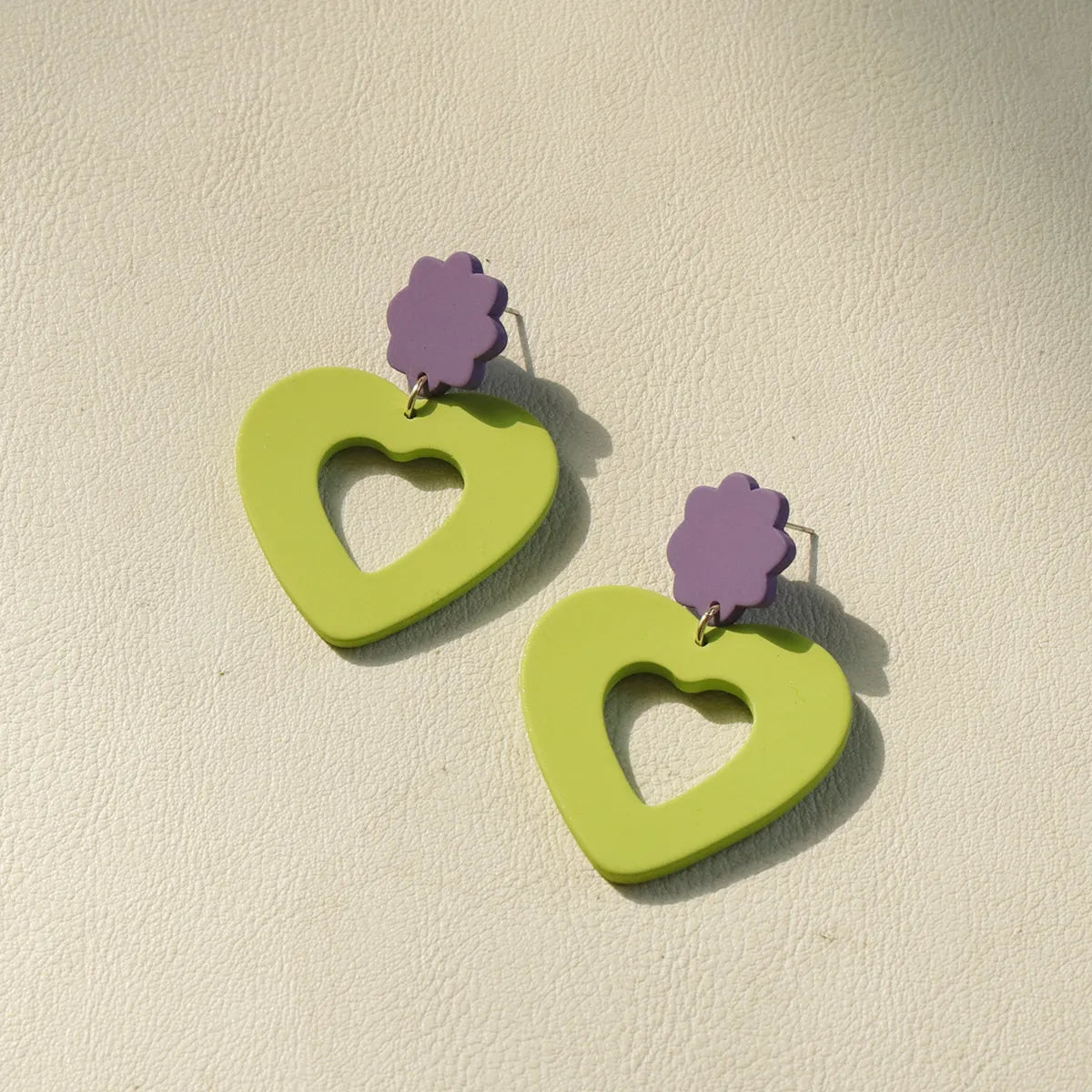 1 Pair Cute Simple Style Heart Shape Flower Soft Clay Women'S Drop Earrings