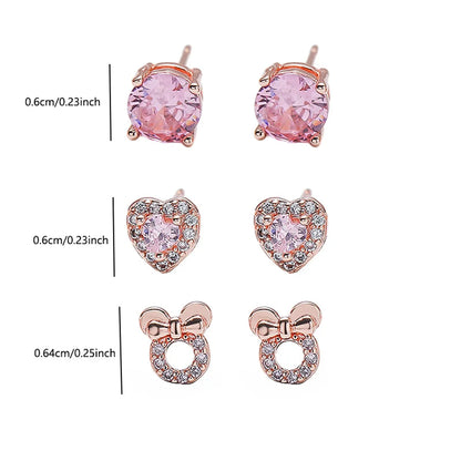 1 Pair Cute Simple Style Heart Shape Plating Inlay Copper Zircon Ear Studs