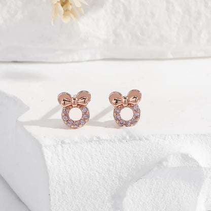 1 Pair Cute Simple Style Heart Shape Plating Inlay Copper Zircon Ear Studs