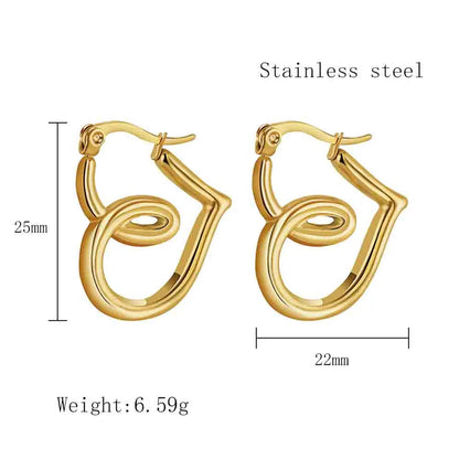 1 Pair Cute Simple Style Heart Shape Plating Stainless Steel 18k Gold Plated Earrings