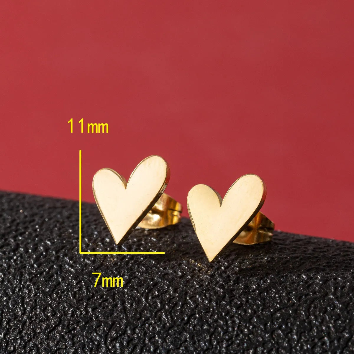 1 Pair Cute Simple Style Heart Shape Polishing 304 Stainless Steel 18K Gold Plated Ear Studs