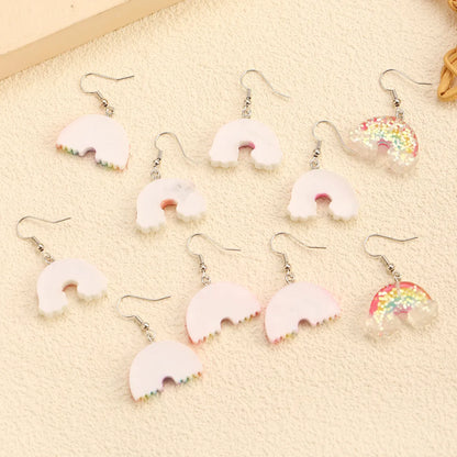 1 Pair Cute Simple Style Rainbow Plastic Resin Dangling Earrings