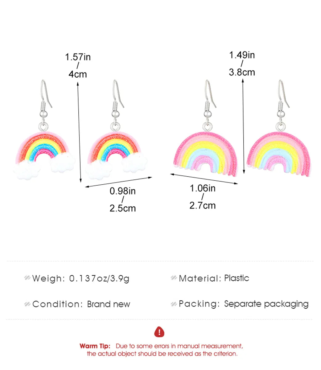 1 Pair Cute Simple Style Rainbow Plastic Resin Dangling Earrings