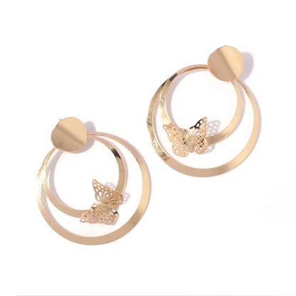 1 Pair Cute Simple Style Roman Style Water Droplets Butterfly Hollow Out Alloy Drop Earrings