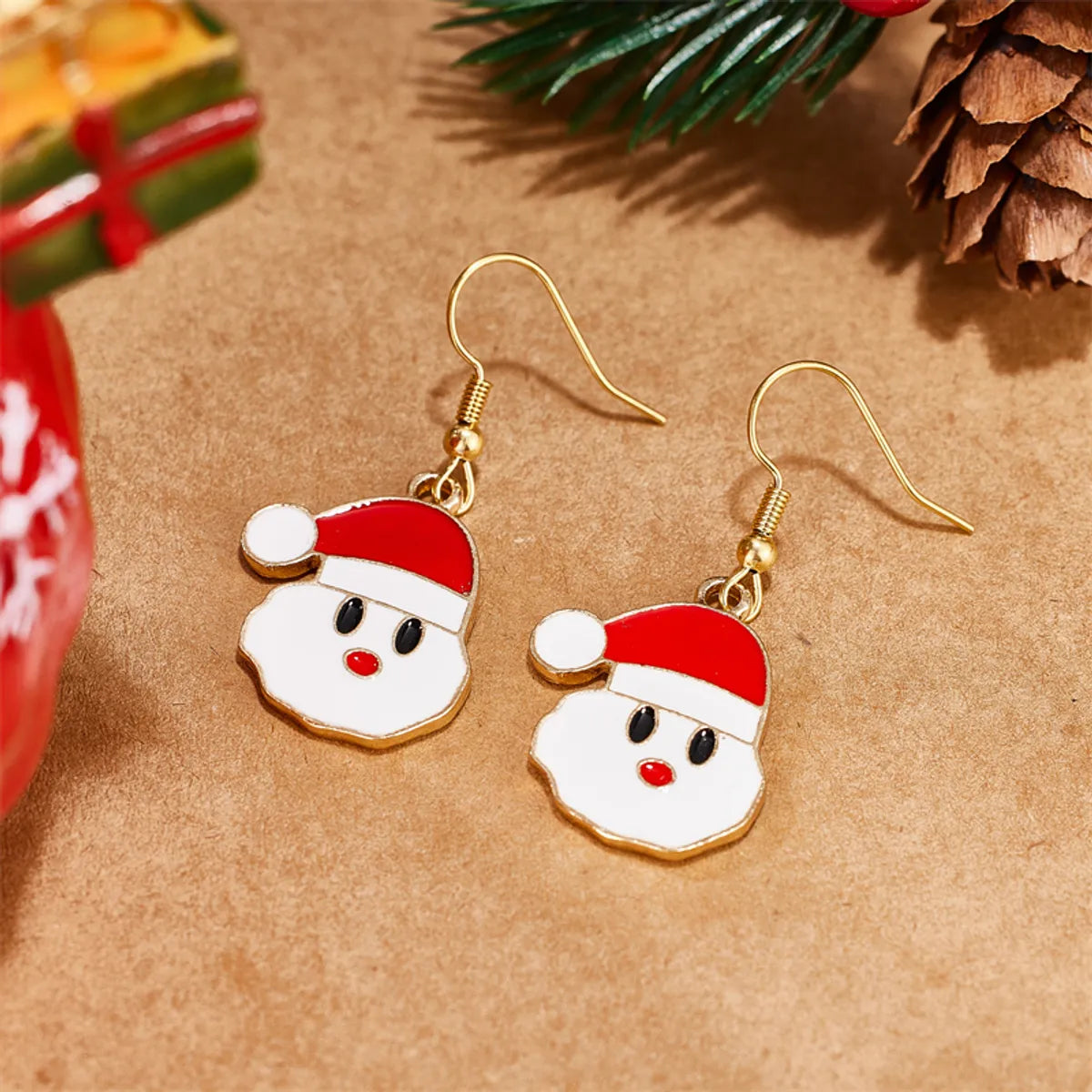 1 Pair Cute Simple Style Santa Claus 304 Stainless Steel 18K Gold Plated Drop Earrings