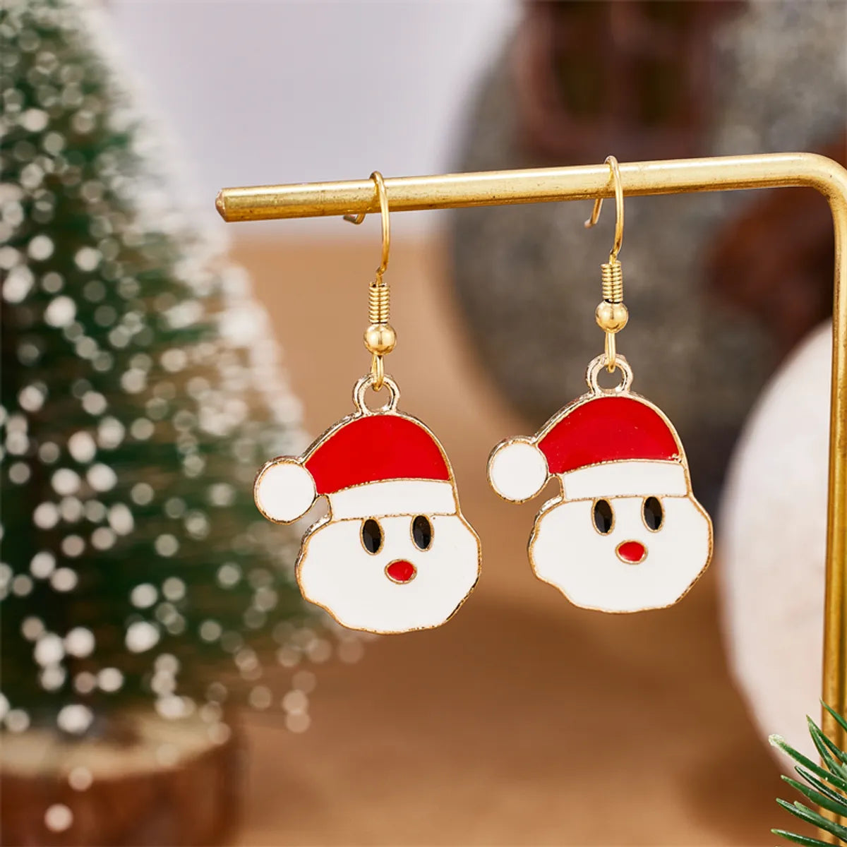 1 Pair Cute Simple Style Santa Claus 304 Stainless Steel 18K Gold Plated Drop Earrings