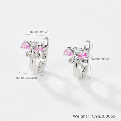 1 Pair Cute Simple Style Shiny Butterfly Plating Inlay Sterling Silver Zircon White Gold Plated Earrings Ear Studs