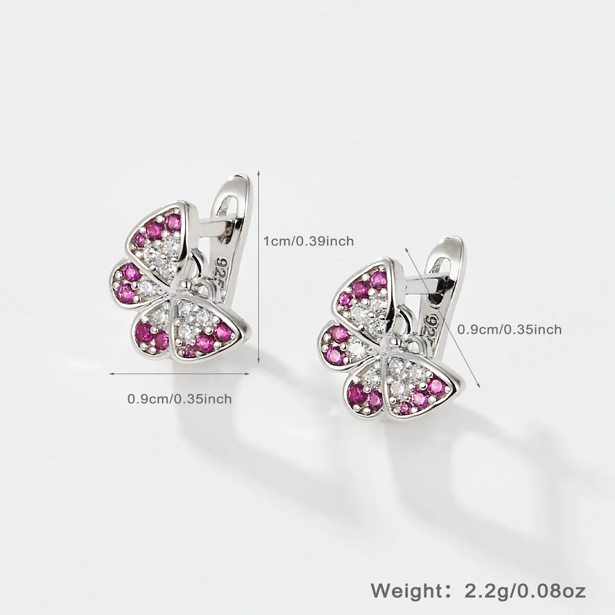 1 Pair Cute Simple Style Shiny Butterfly Plating Inlay Sterling Silver Zircon White Gold Plated Earrings Ear Studs