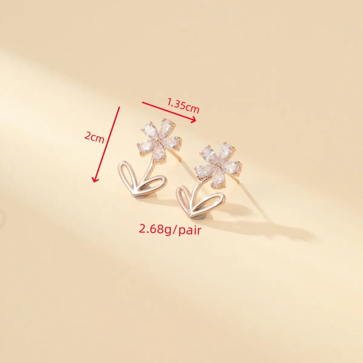 1 Pair Cute Simple Style Shiny Flower Inlay Copper Zircon Gold Plated Ear Studs