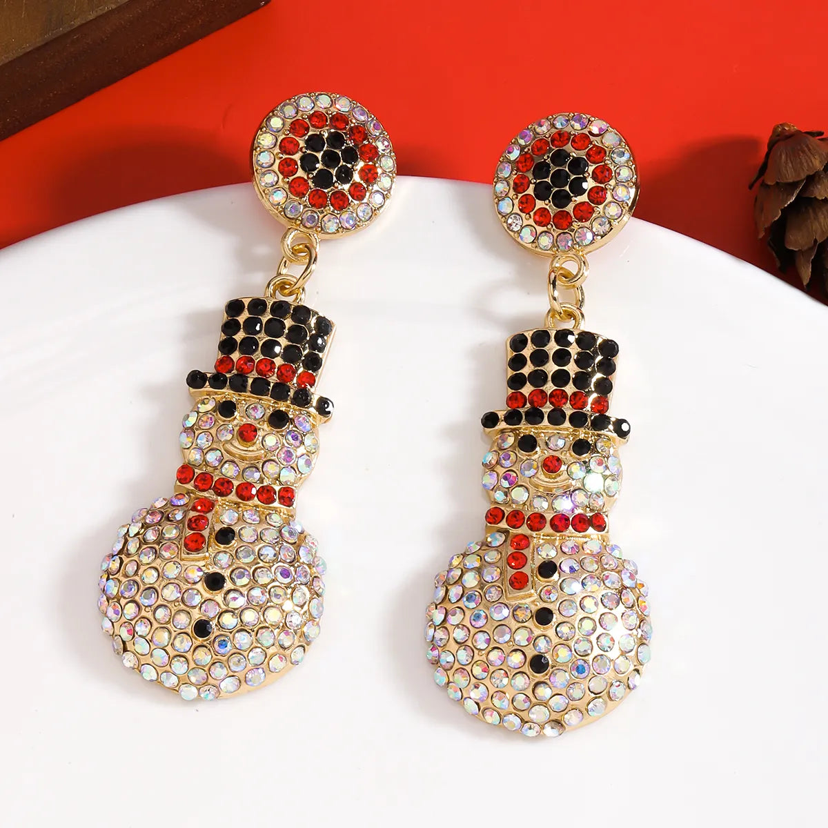 1 Pair Cute Simple Style Snowman Zinc Alloy Drop Earrings