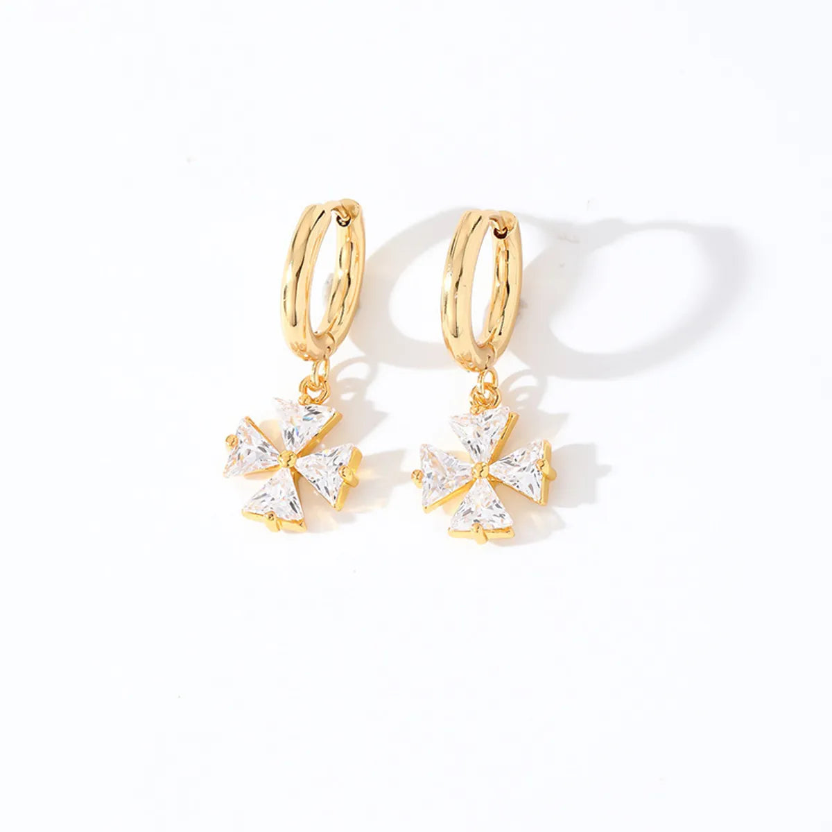 1 Pair Cute Simple Style Star Flower Plating Inlay Stainless Steel Zircon Drop Earrings