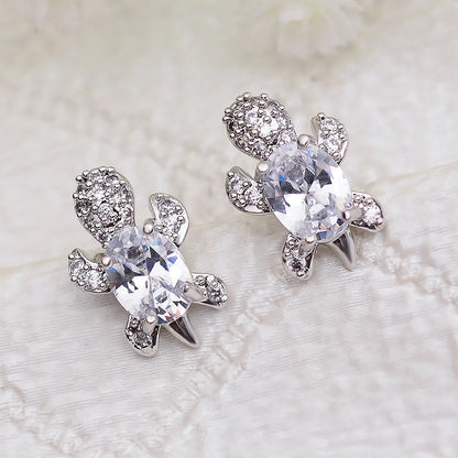 1 Pair Cute Simple Style Tortoise Plating Inlay Copper Zircon Ear Studs