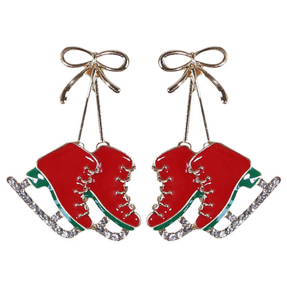 1 Pair Cute Skates Plating Inlay Alloy Diamond Gold Plated Drop Earrings