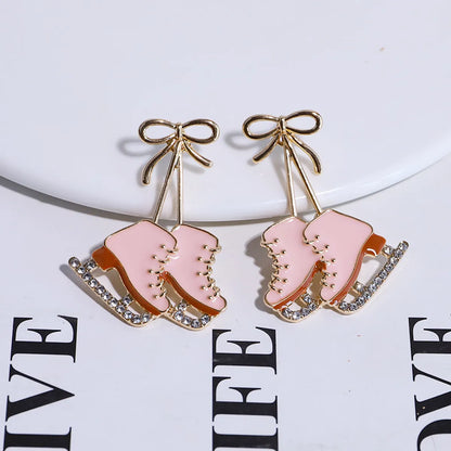 1 Pair Cute Skates Plating Inlay Alloy Diamond Gold Plated Drop Earrings